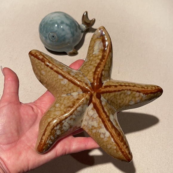 POTTERY STARFISH AND WHALE